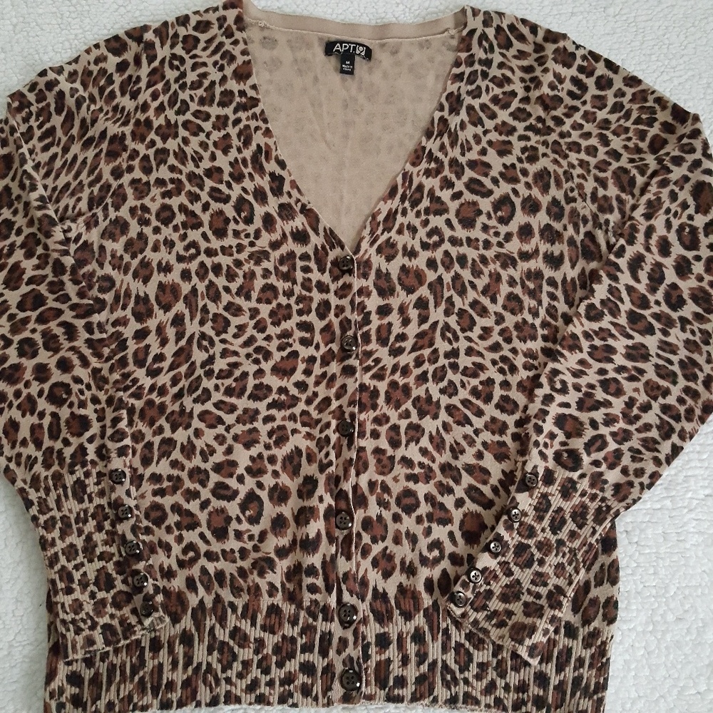 Apt 9 Leopard Print Fitted Cardigan Sz M
